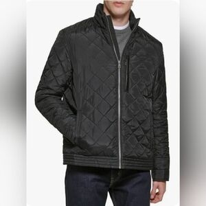 Cole Haan Quilted Jacket Men’s Size S Black Preppy Classy Elbow Patch